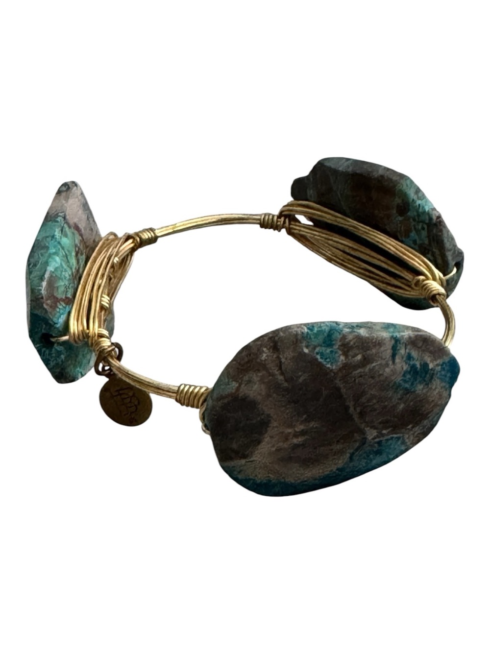 Gold wire bangle with stones